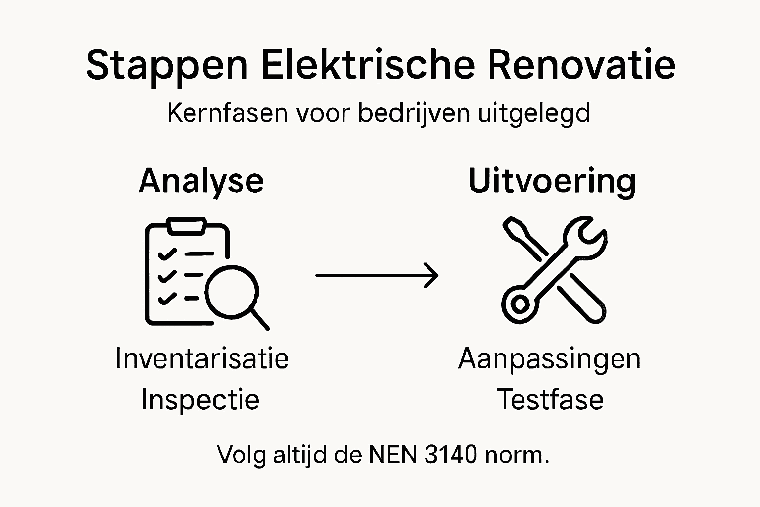 Infographic: stappenplan voor elektrische renovatie in zakelijke panden