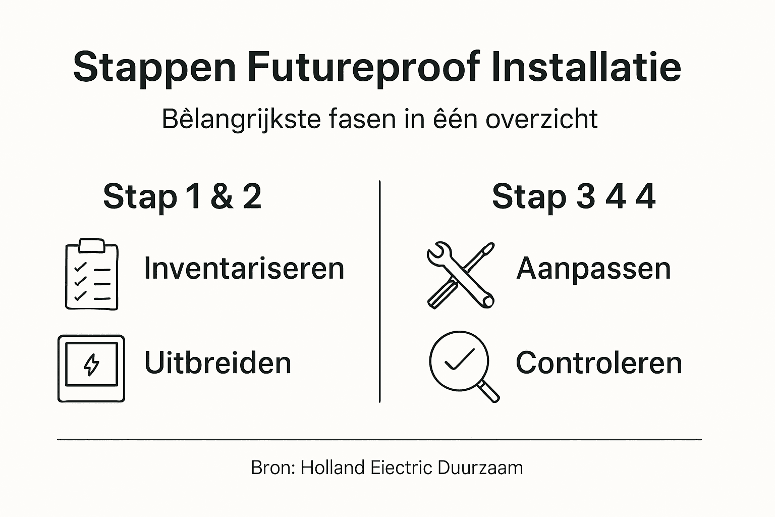 Overzichtelijke infographic: zo pak je stap voor stap een elektrische installatie aan