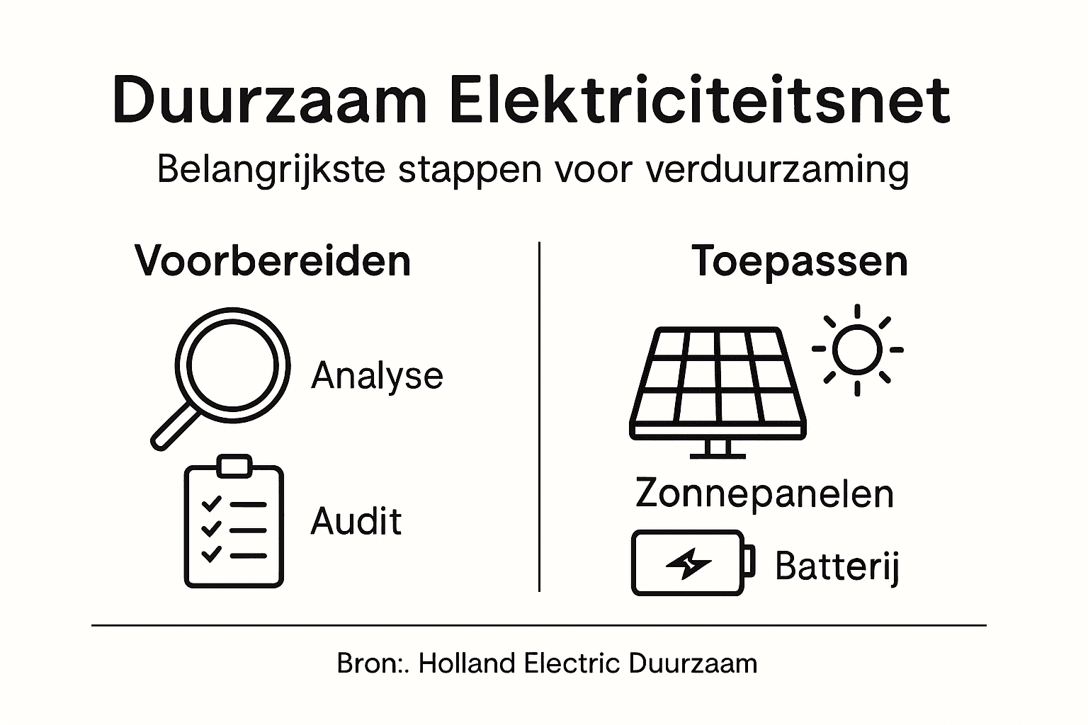 Infographic: stappenplan voor het verduurzamen van het elektriciteitsnet