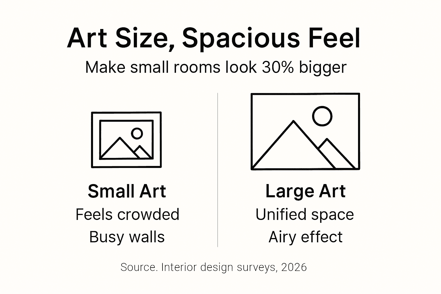 Infographic on art size and room spaciousness