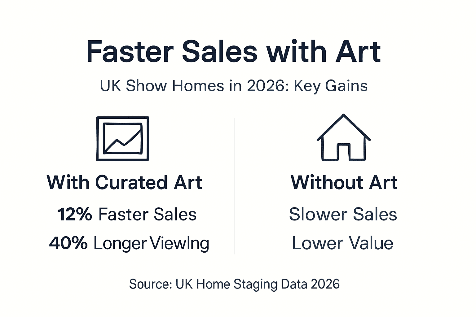 Infographic vergelijkt verkoop van huizen met en zonder kunst