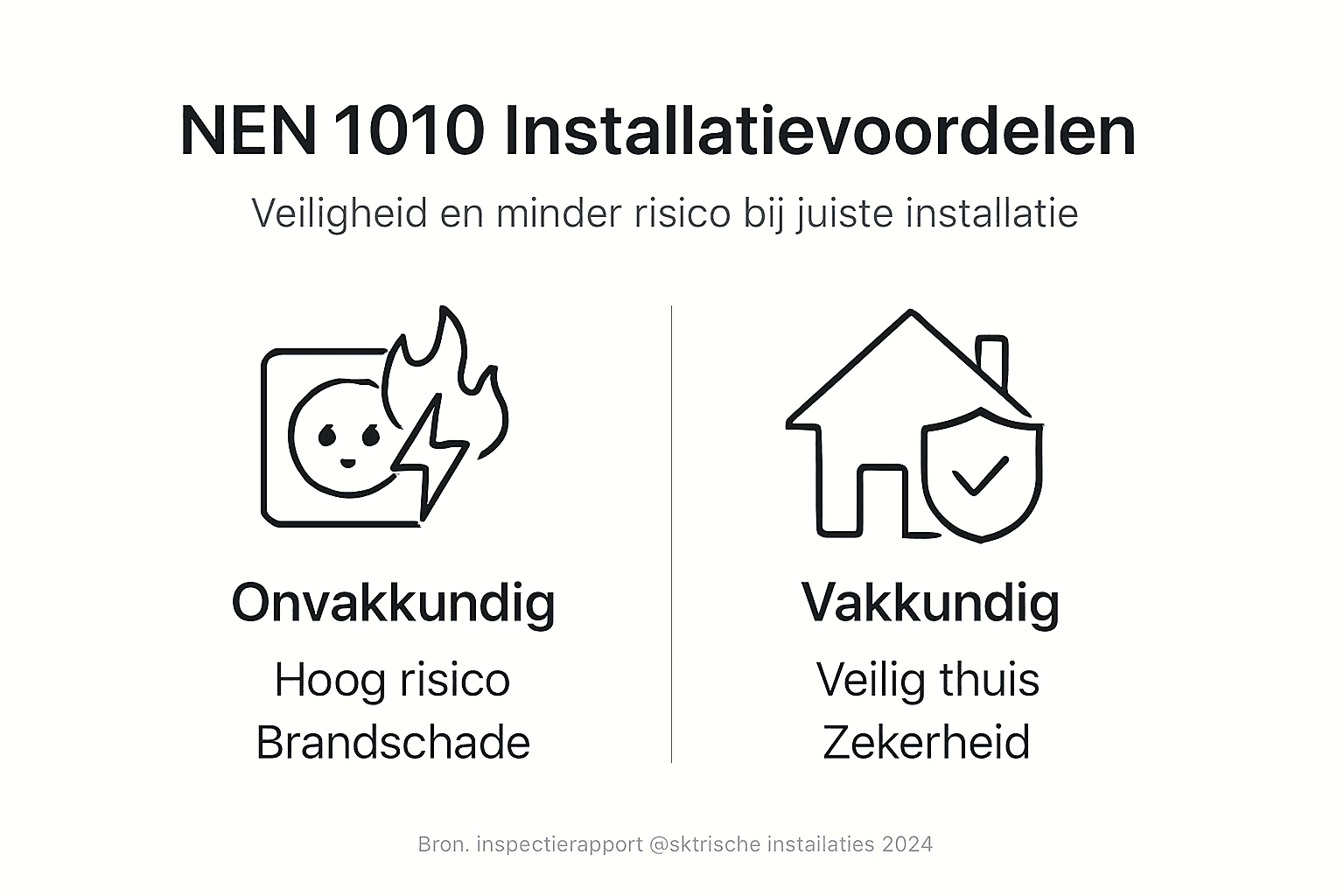 Infographic: verschillen in risico’s bij installatie volgens NEN 1010
