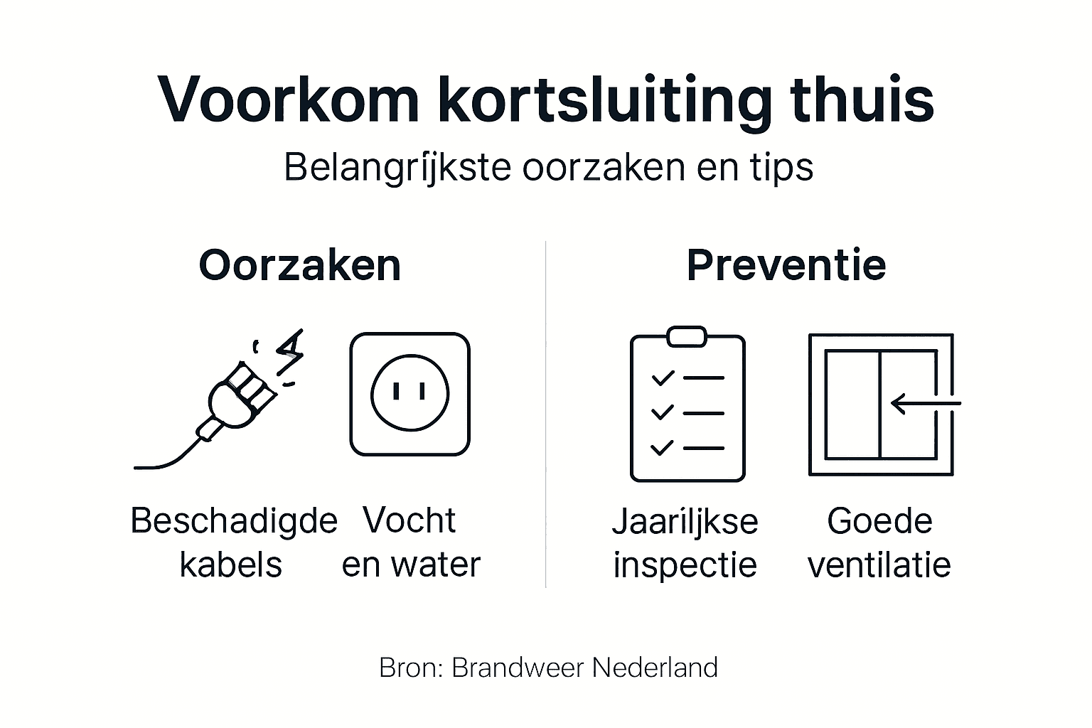 Infographic: dit zijn de meest voorkomende oorzaken van kortsluiting en zo kun je het voorkomen
