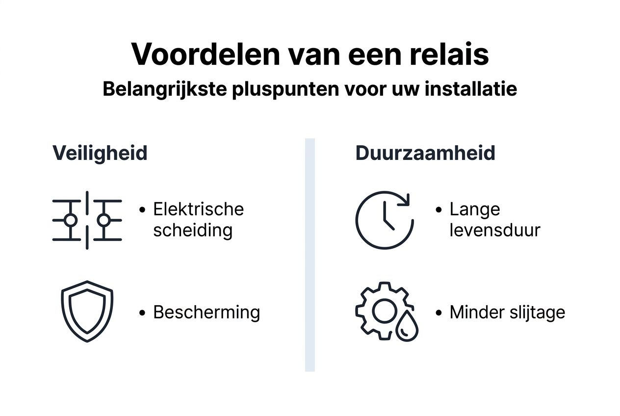 Infographic met de belangrijkste voordelen en kernpunten van relais