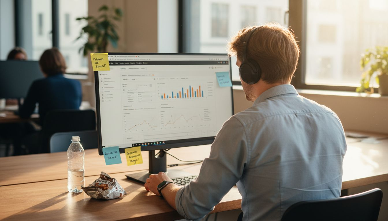 Een marketeer duikt in het Google Ads-dashboard om de prestaties van sitelinks te analyseren.