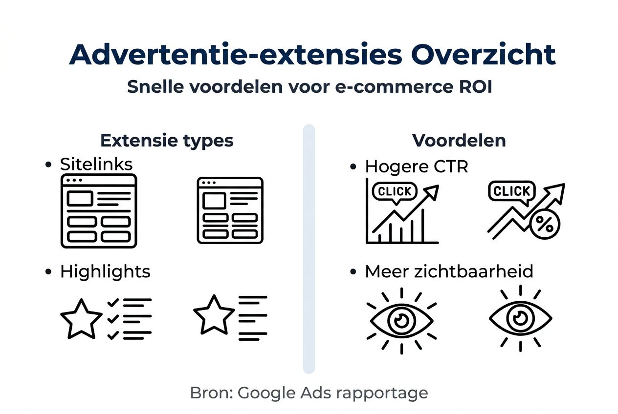 Overzicht van advertentie-extensies en hun voordelen in één duidelijke infographic