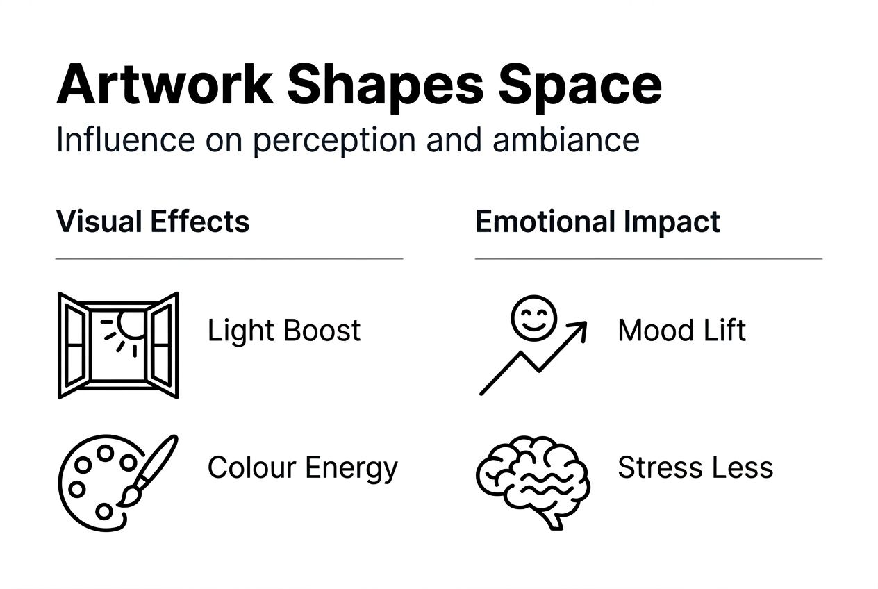 Infographic showing how artwork alters room perception