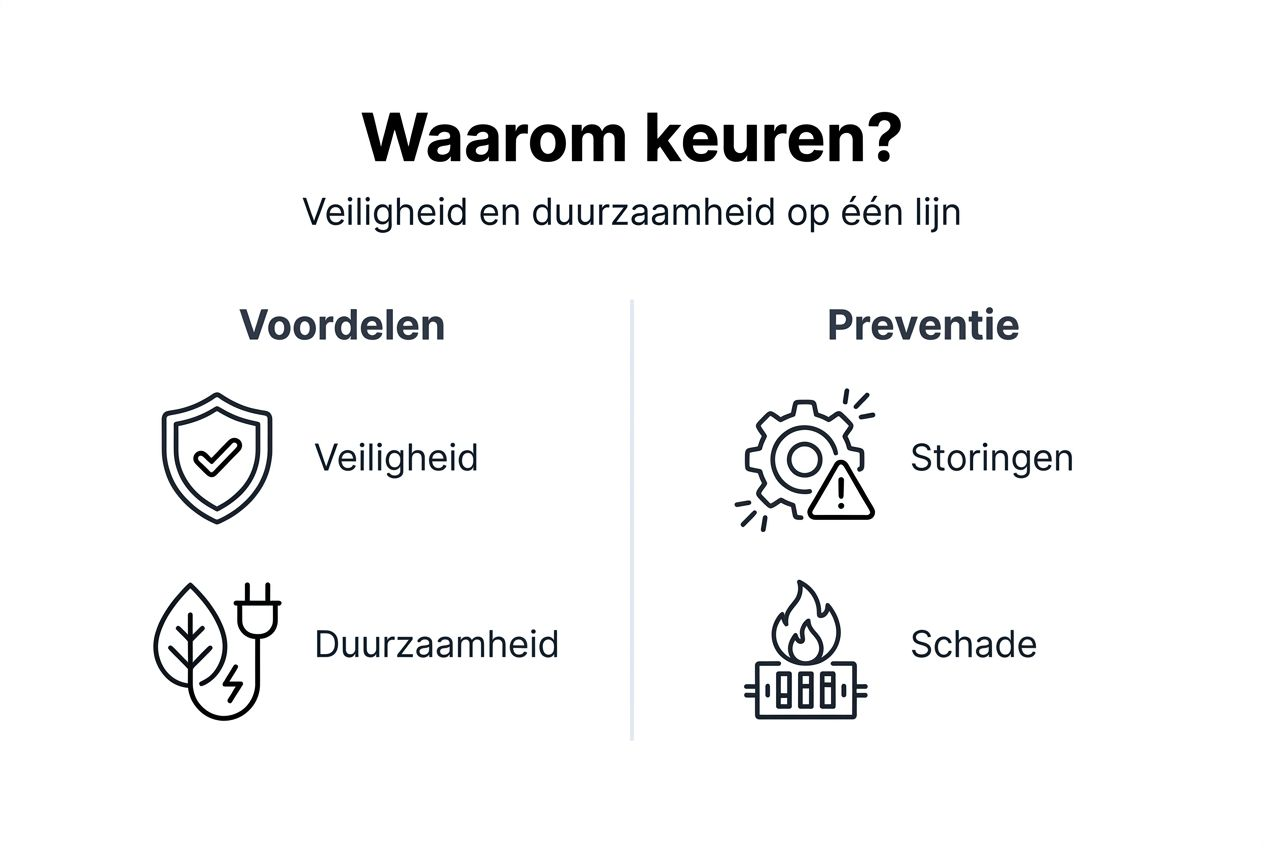 Infographic: waarom een elektrische keuring verstandig is – voordelen en het voorkomen van problemen
