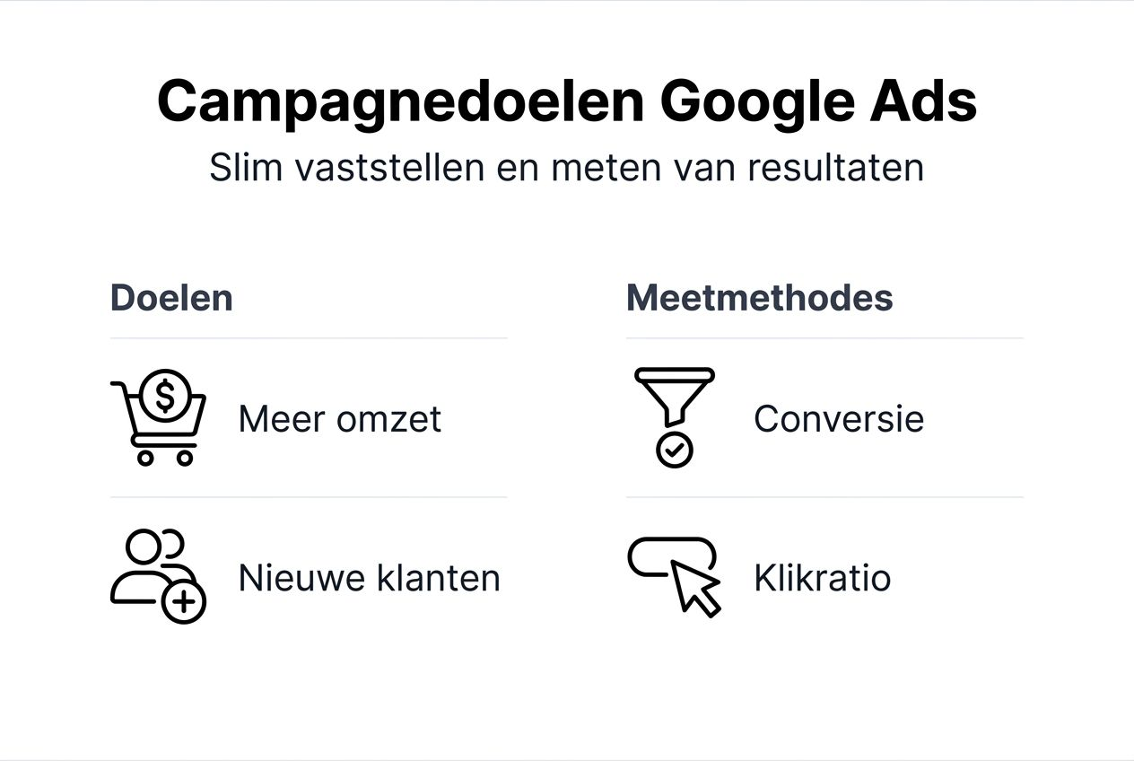 Overzicht van Google Ads doelstellingen in een handige infographic