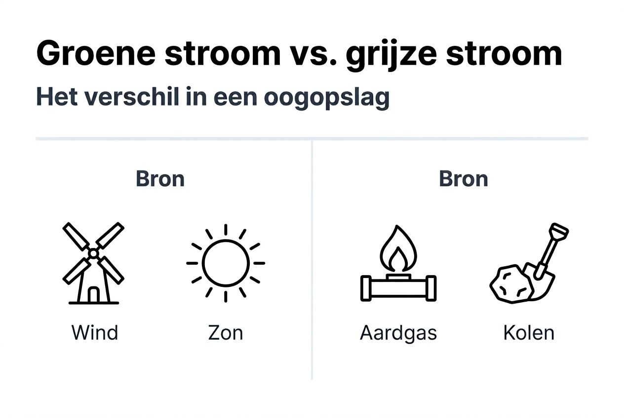 Overzicht van de herkomst van groene en grijze stroom