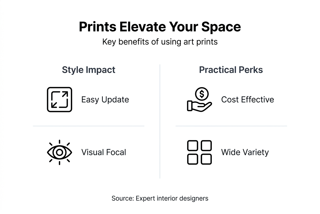 Infographic die de voordelen van kunstprints schetst