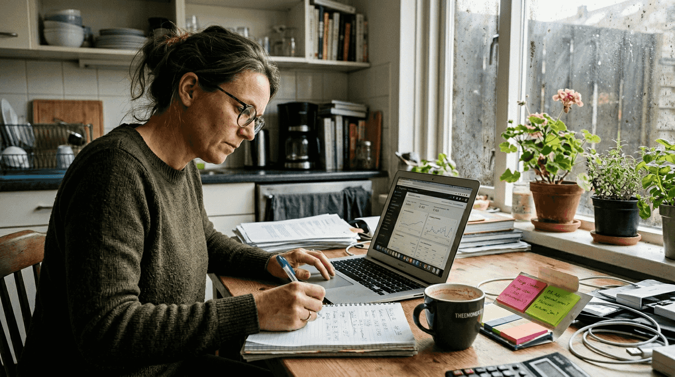 Webshop-eigenaar bekijkt thuis de kosten van zijn online advertenties