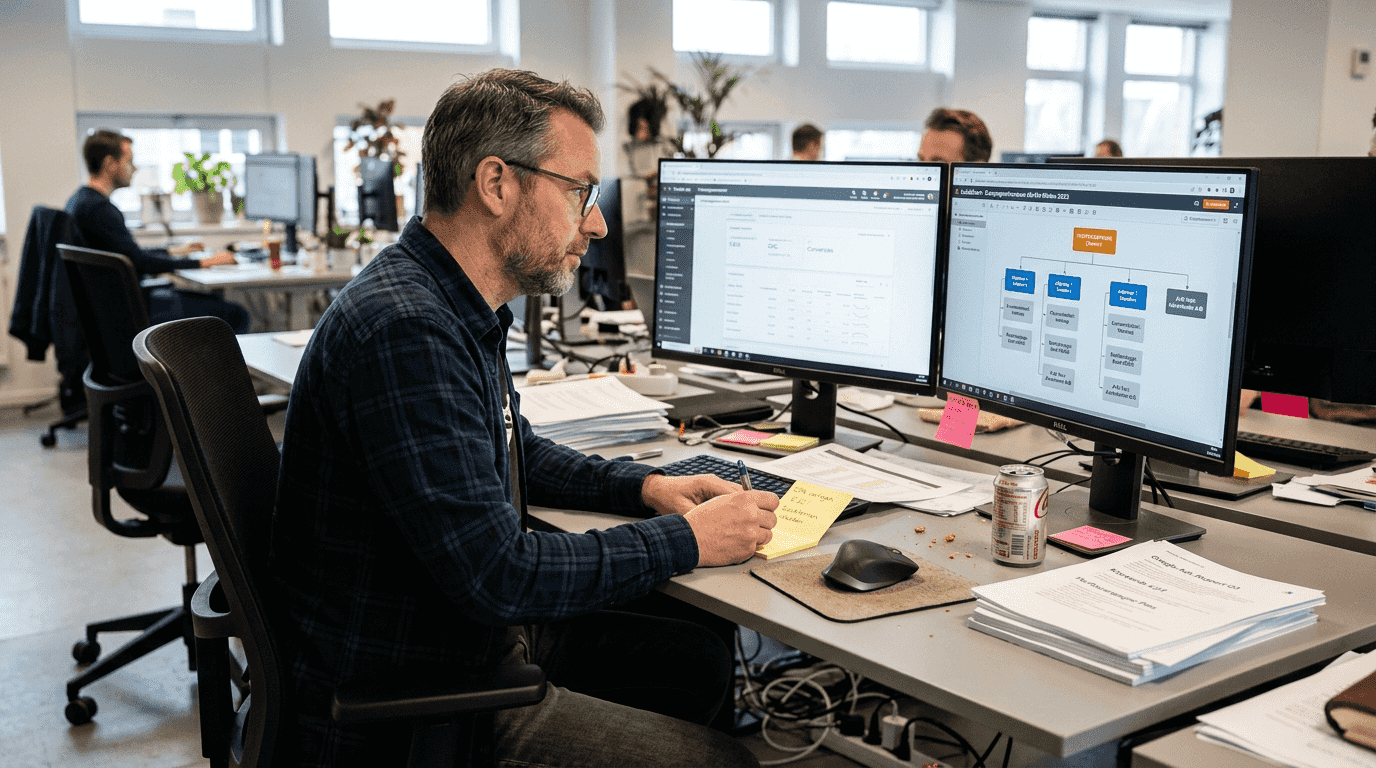 Een marketeer zet de structuur van een Google Ads-campagne op.