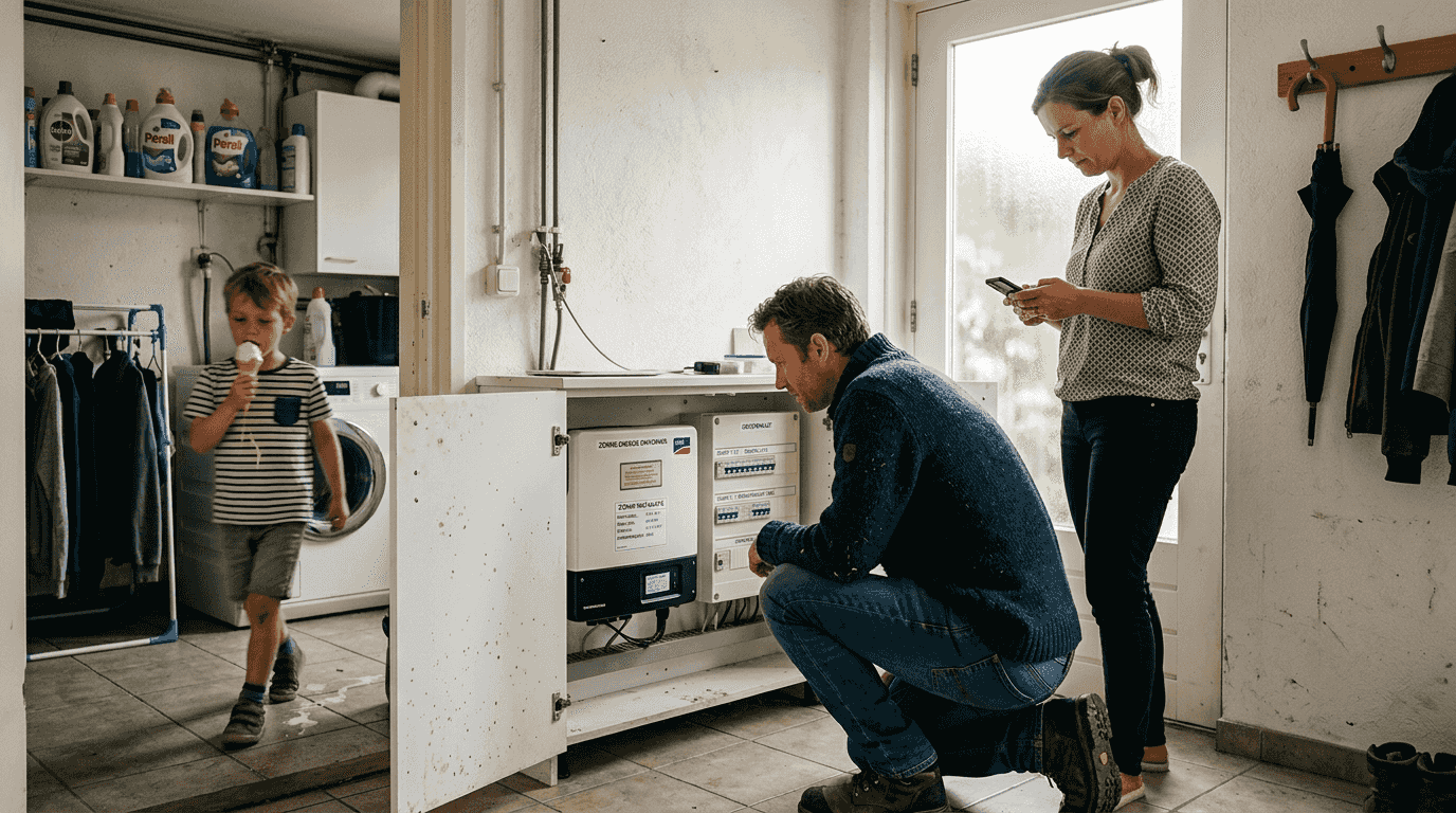 Gezin kijkt met zonnepanelen extra goed naar de groepenkast