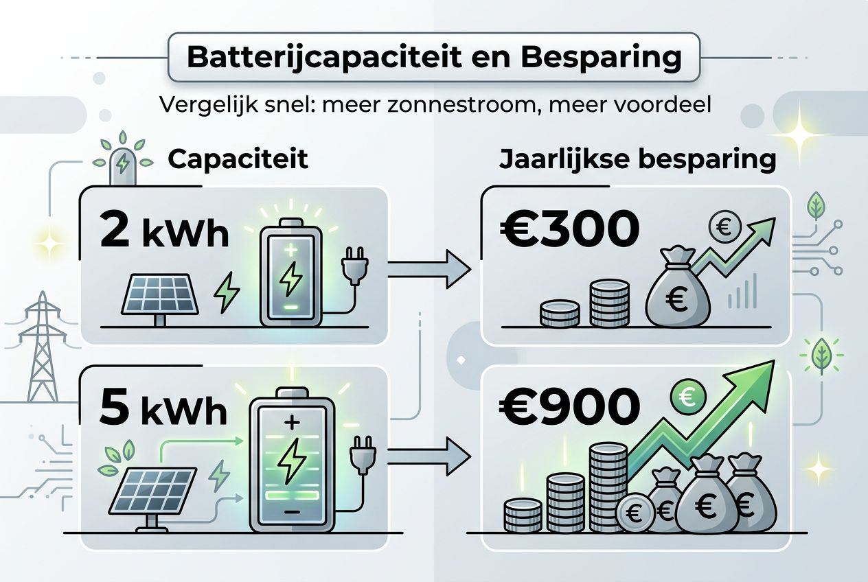 Overzicht: batterijcapaciteit en kostenbesparing in beeld