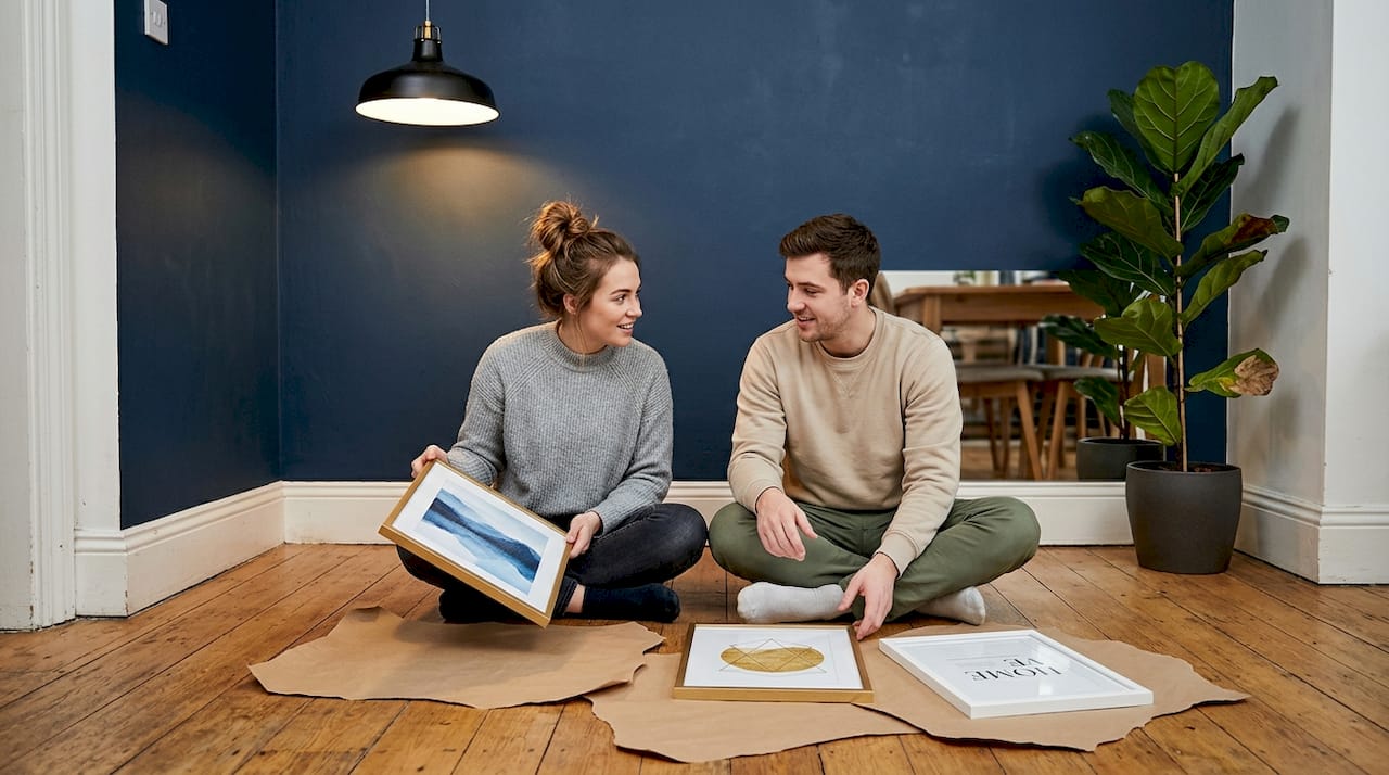 Paar matcht kunstkleuren met eetgedeelte