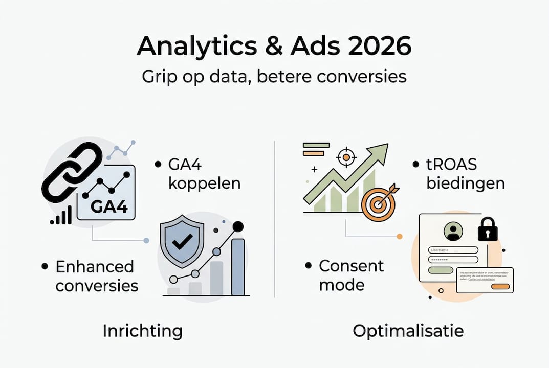 Infographic met inzichten uit analytics en tips voor het optimaliseren van je advertenties