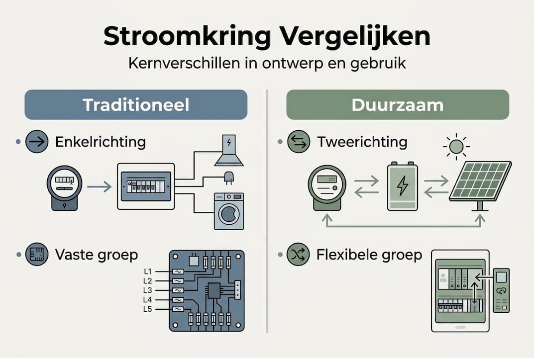 Overzicht: traditionele versus duurzame stroomcircuits