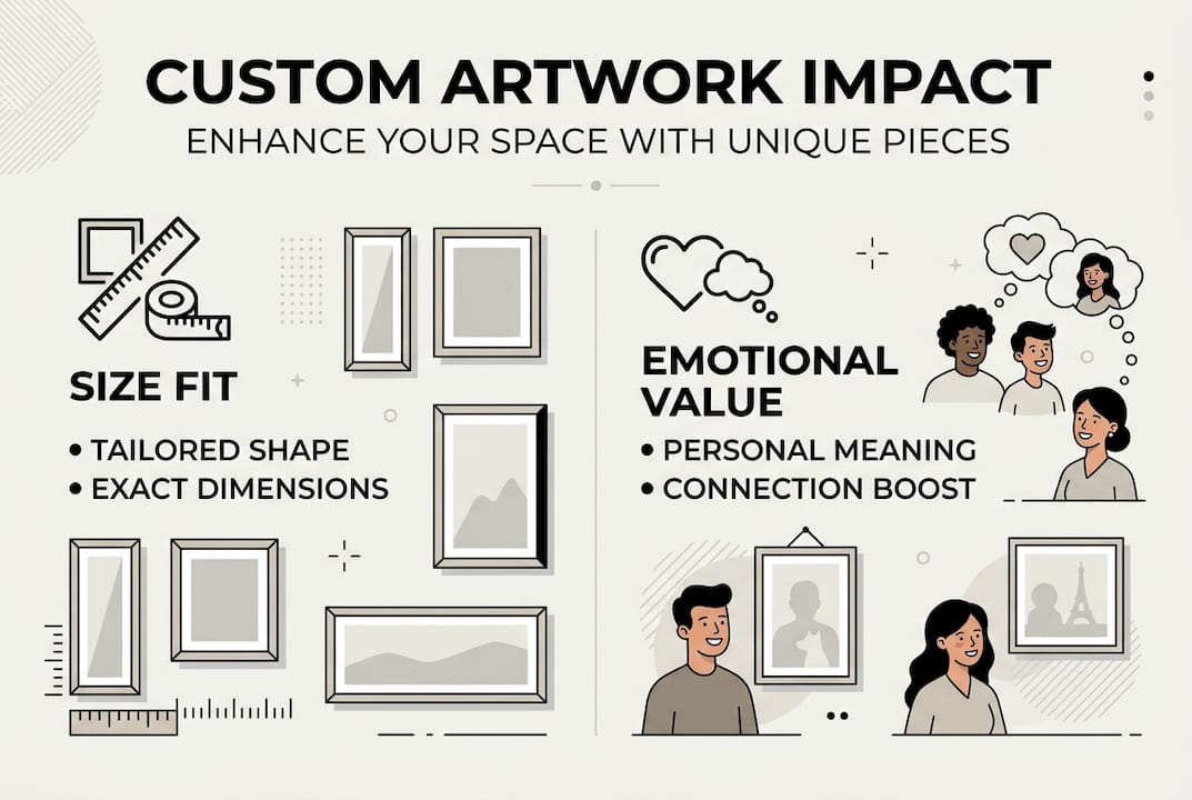 Infographic showing custom artwork benefits