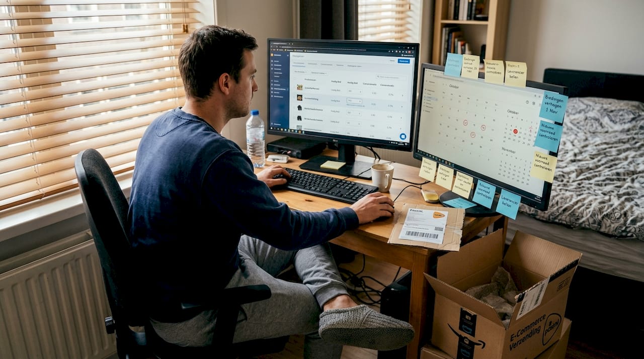 Een e-commerce marketeer die de instellingen van zijn campagne bijstuurt