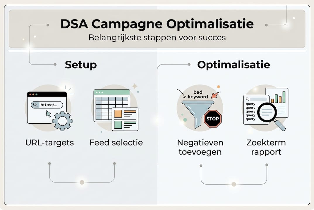 In deze infographic zie je stap voor stap hoe je DSA optimaal inricht.