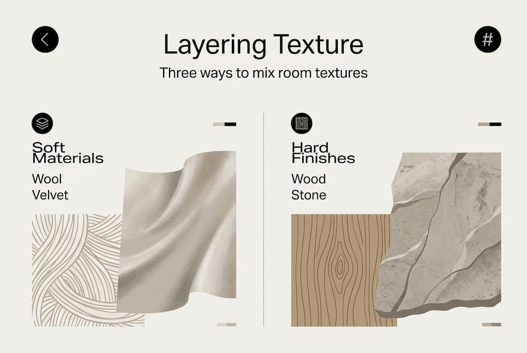 Infographic showing methods for layering texture