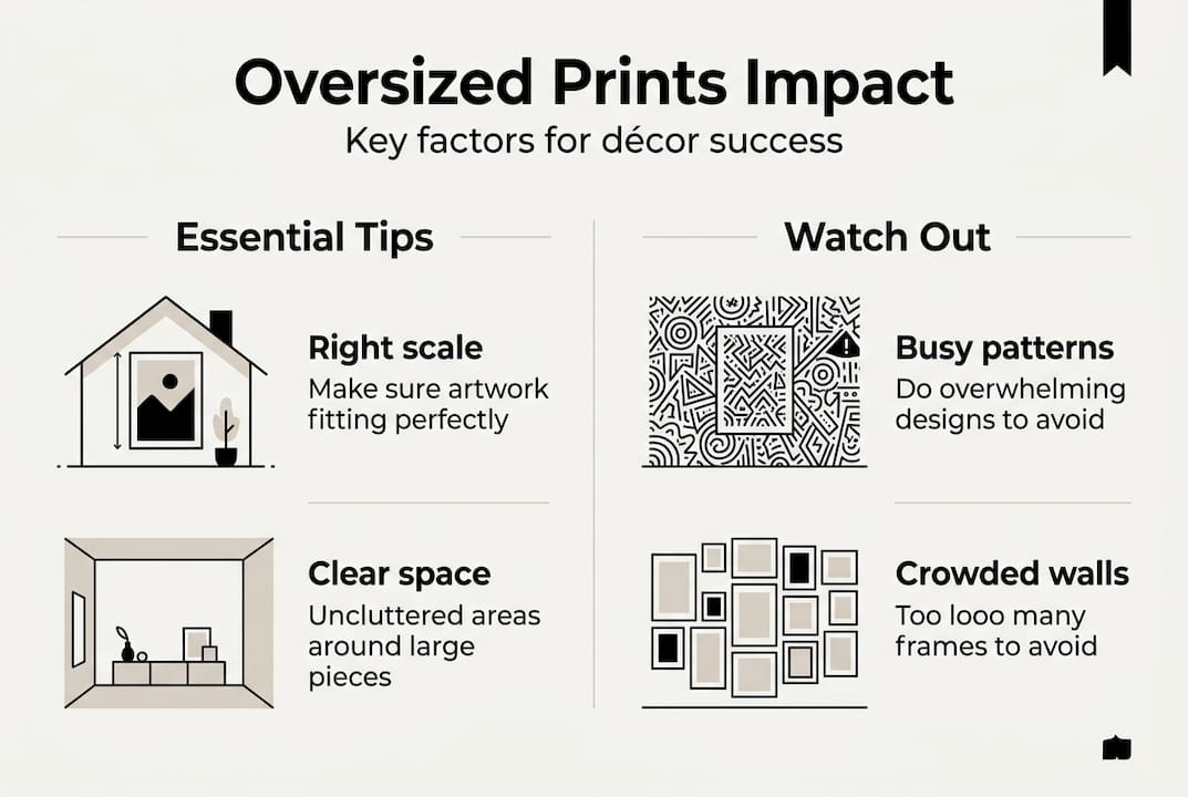 Infographic met belangrijke punten voor oversized prints decor