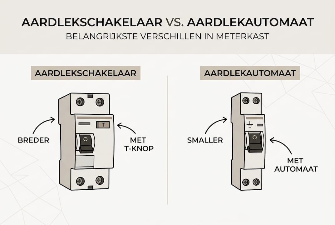 Infographic: wat is het verschil tussen een aardlekschakelaar en een aardlekautomaat?
