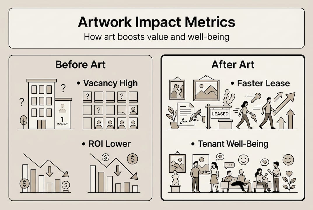 Infographic showing artwork’s impact on ROI and well-being