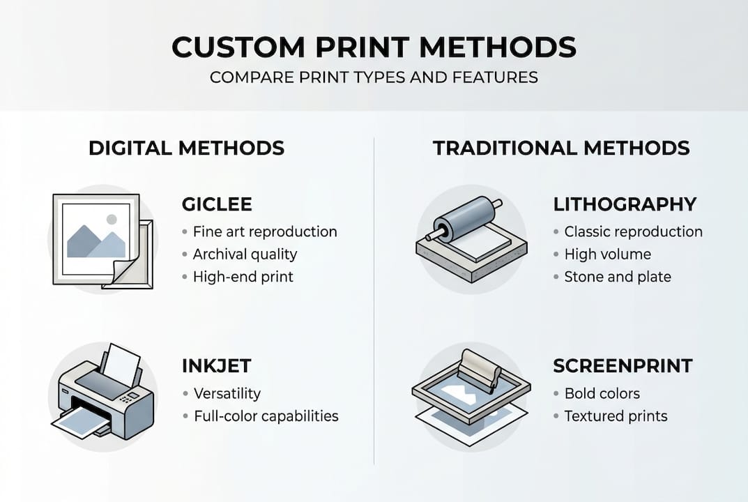 Infographic summarizing custom print technologies