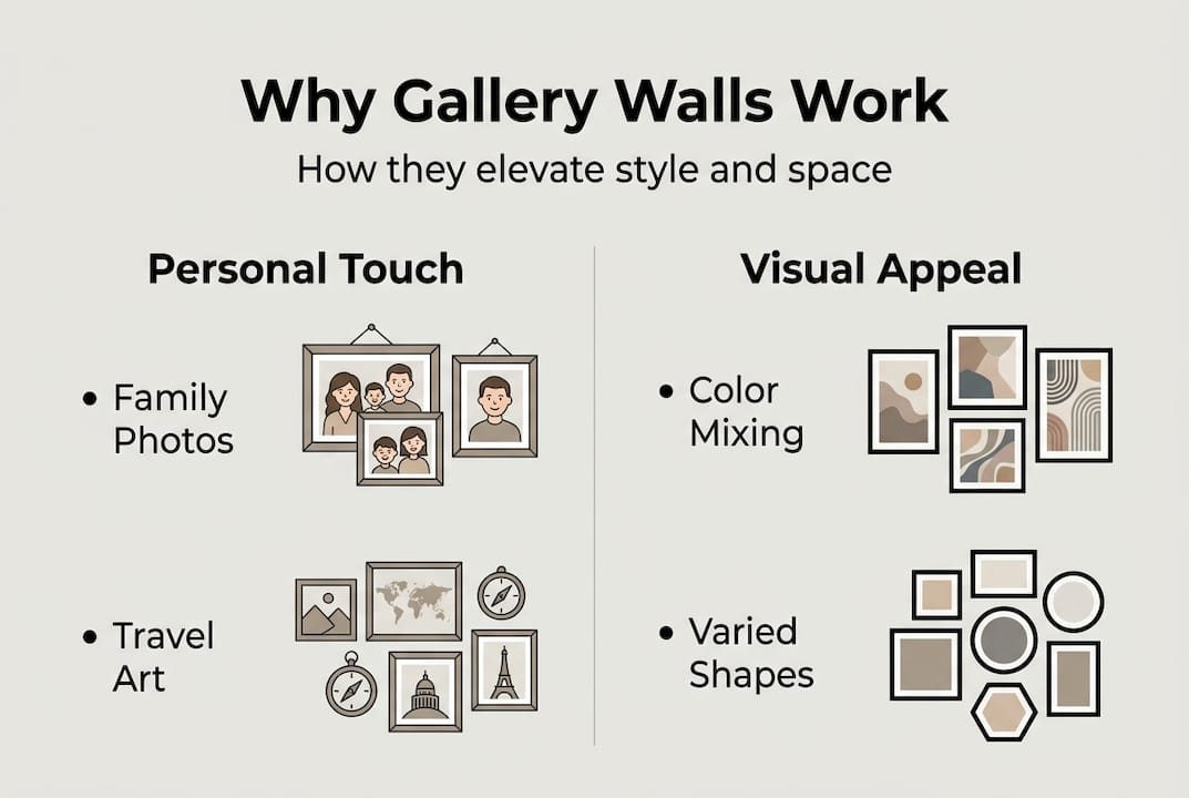 Infographic highlighting gallery wall benefits