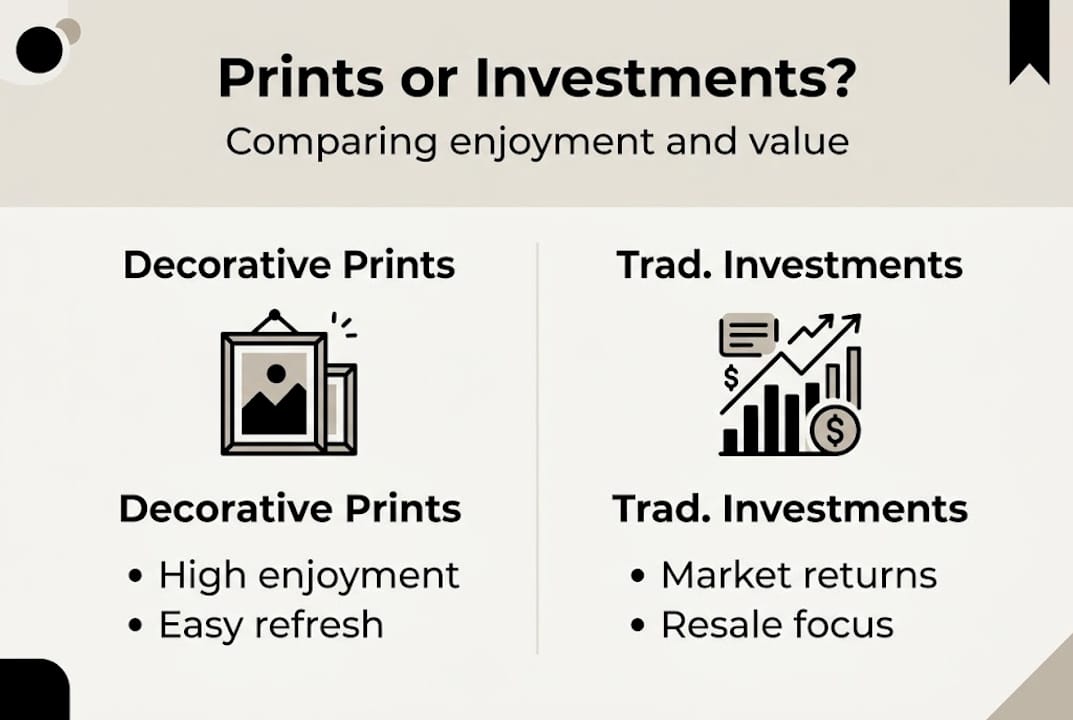 Infographic die prints en traditionele investeringen vergelijkt