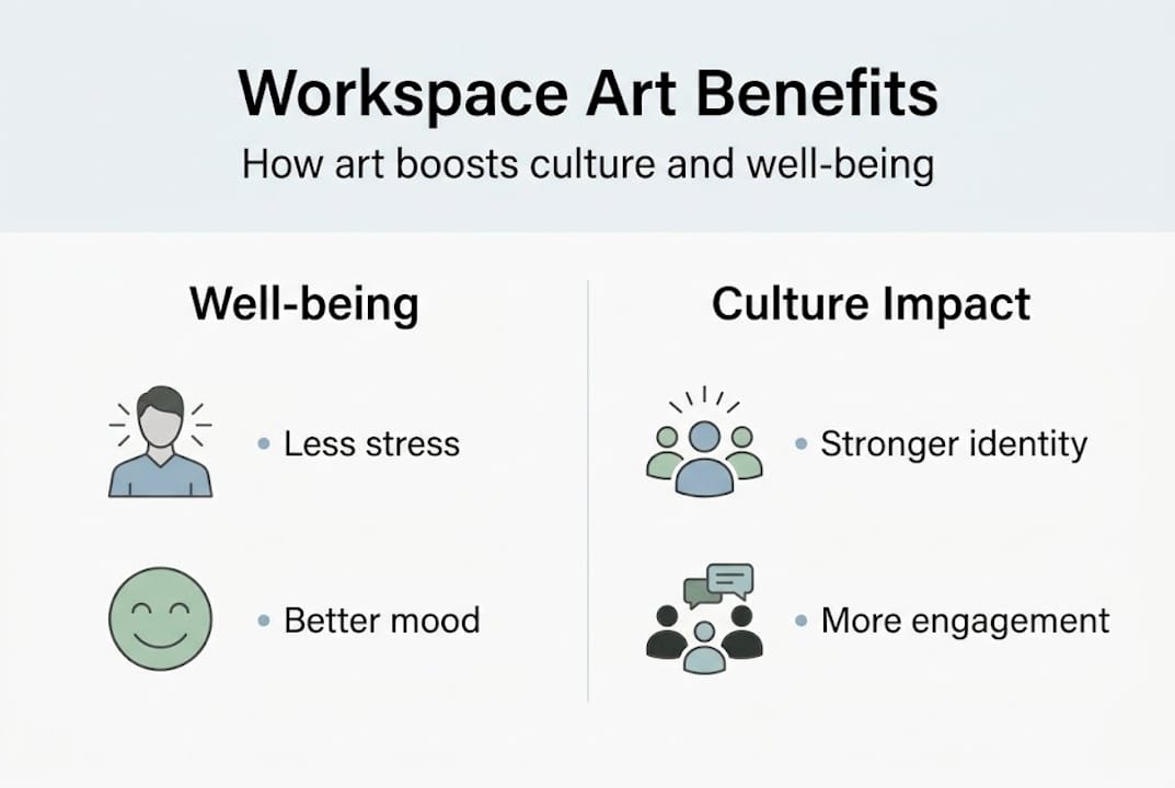 Infographic about art’s benefits in workplaces