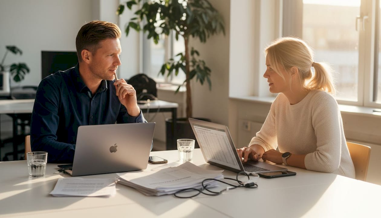 Het team bekijkt en bespreekt de resultaten van de A/B-testen in Google Ads.