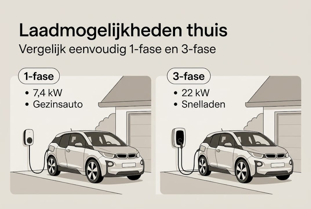 Overzicht: verschillen tussen een 1-fase en 3-fase laadpaal in beeld gebracht