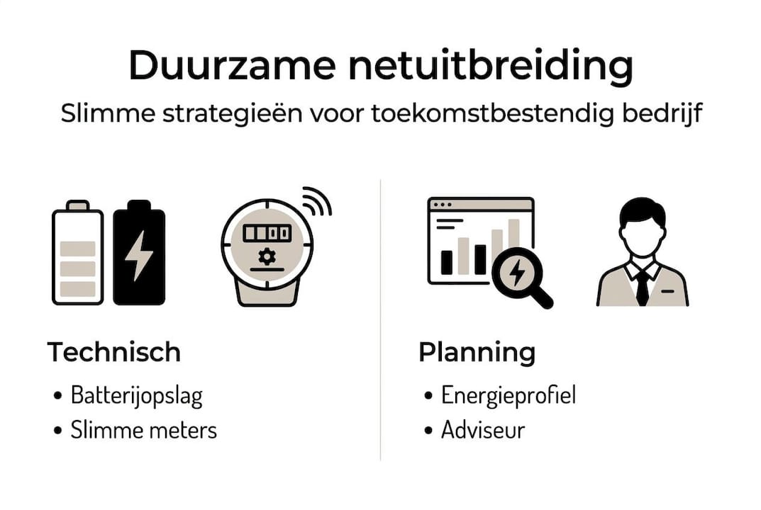 Infographic: duurzame uitbreiding van het elektriciteitsnet en de impact op bedrijfsstrategie