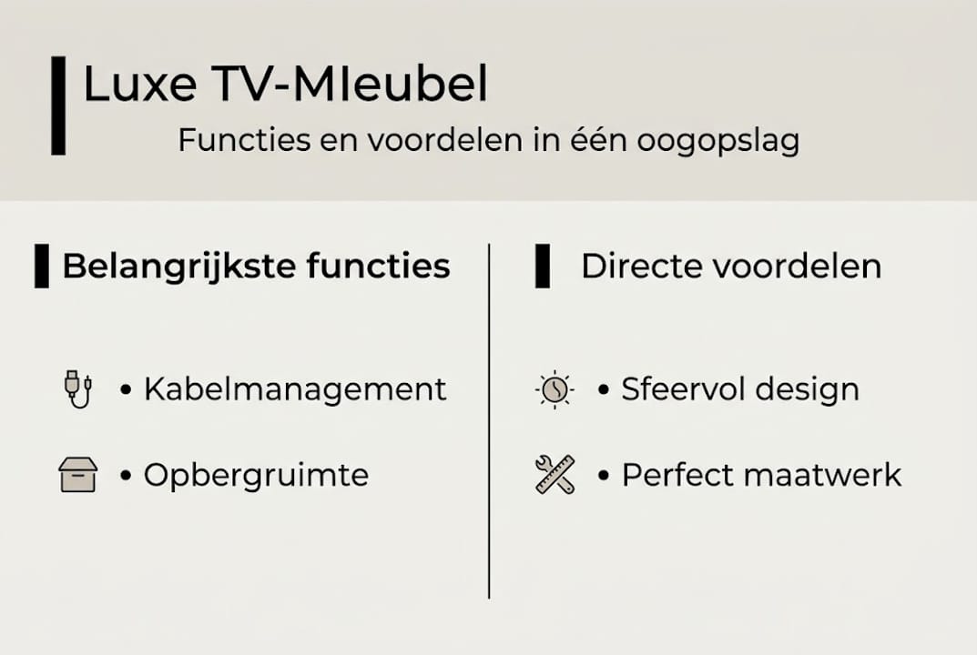 Overzichtelijke infographic: ontdek de mogelijkheden en pluspunten van een tv-meubel