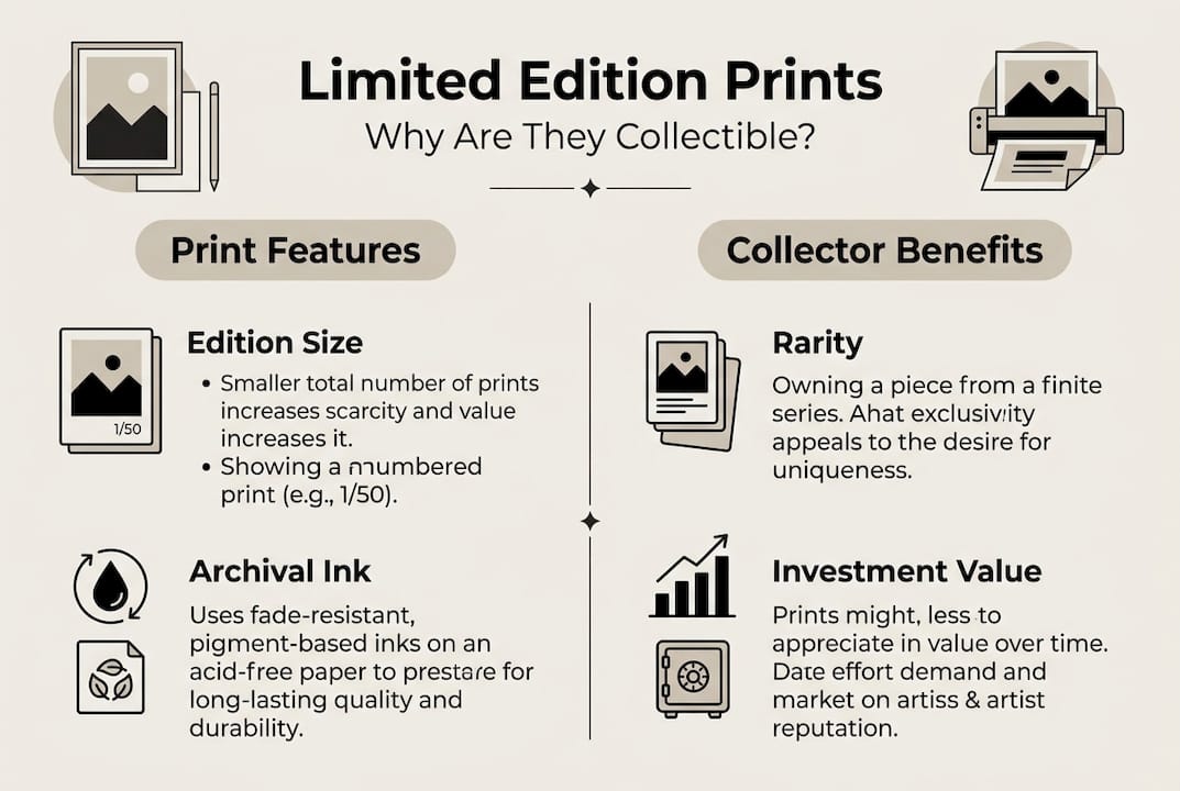 Infographic shows limited edition print features and benefits