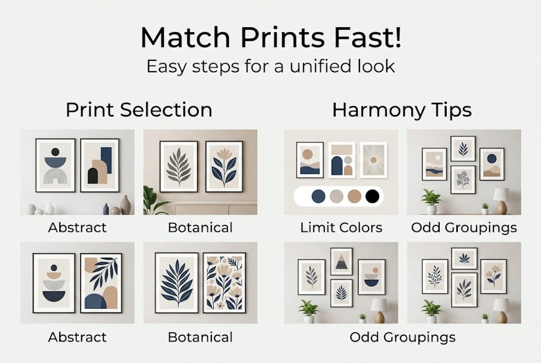 Infographic on steps to matching prints in decor