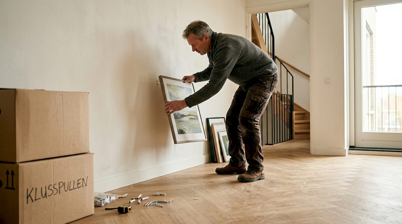 Man haalt wand leeg om ruimte te maken voor het plaatsen van een kast op maat.