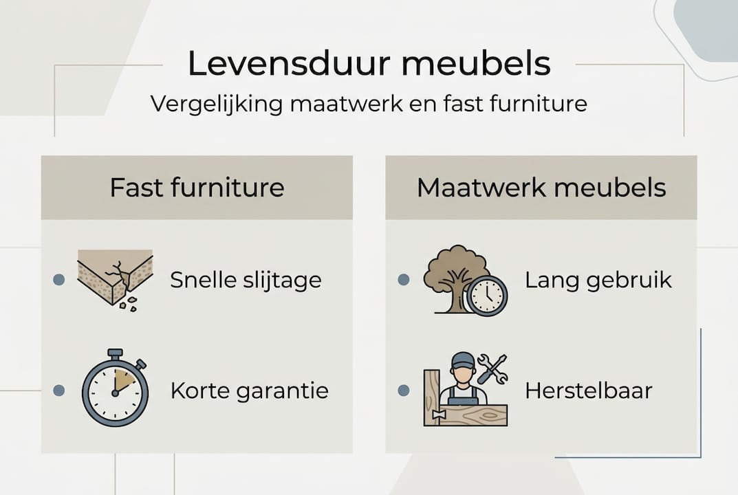 Infographic: hoe lang gaat maatwerkmeubilair mee in vergelijking met fast furniture?
