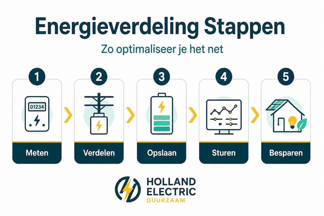 Overzichtelijke infographic met een stappenplan voor het optimaliseren van je energieverdeling
