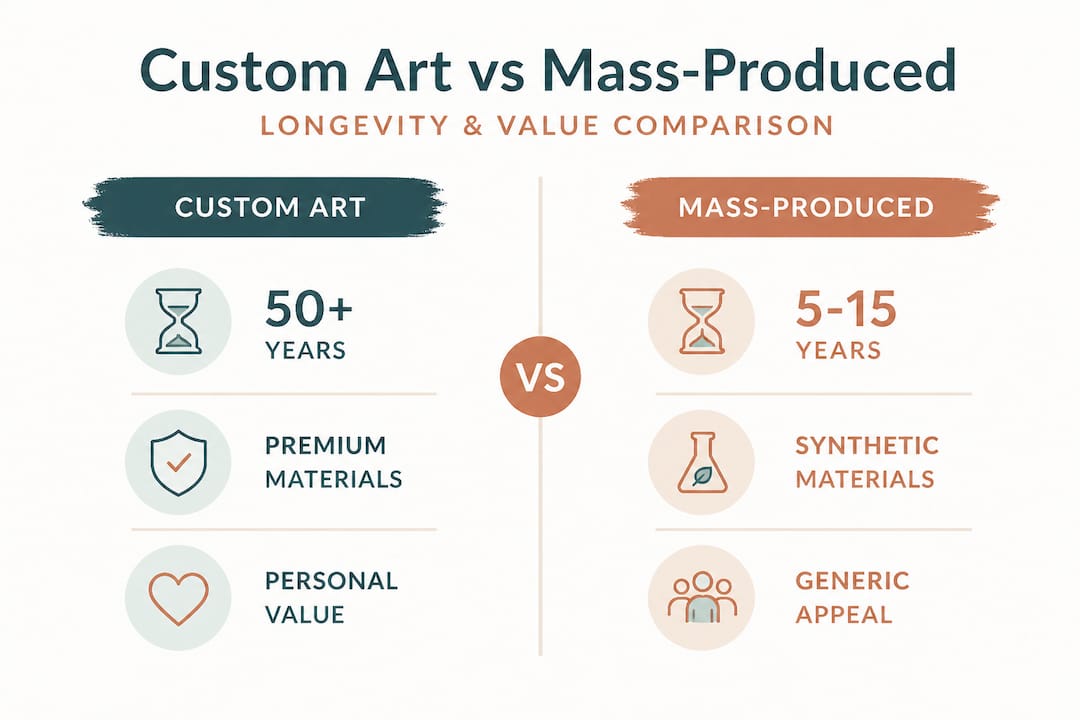 Infographic die maatwerk en massaproductie kunst contrasteert