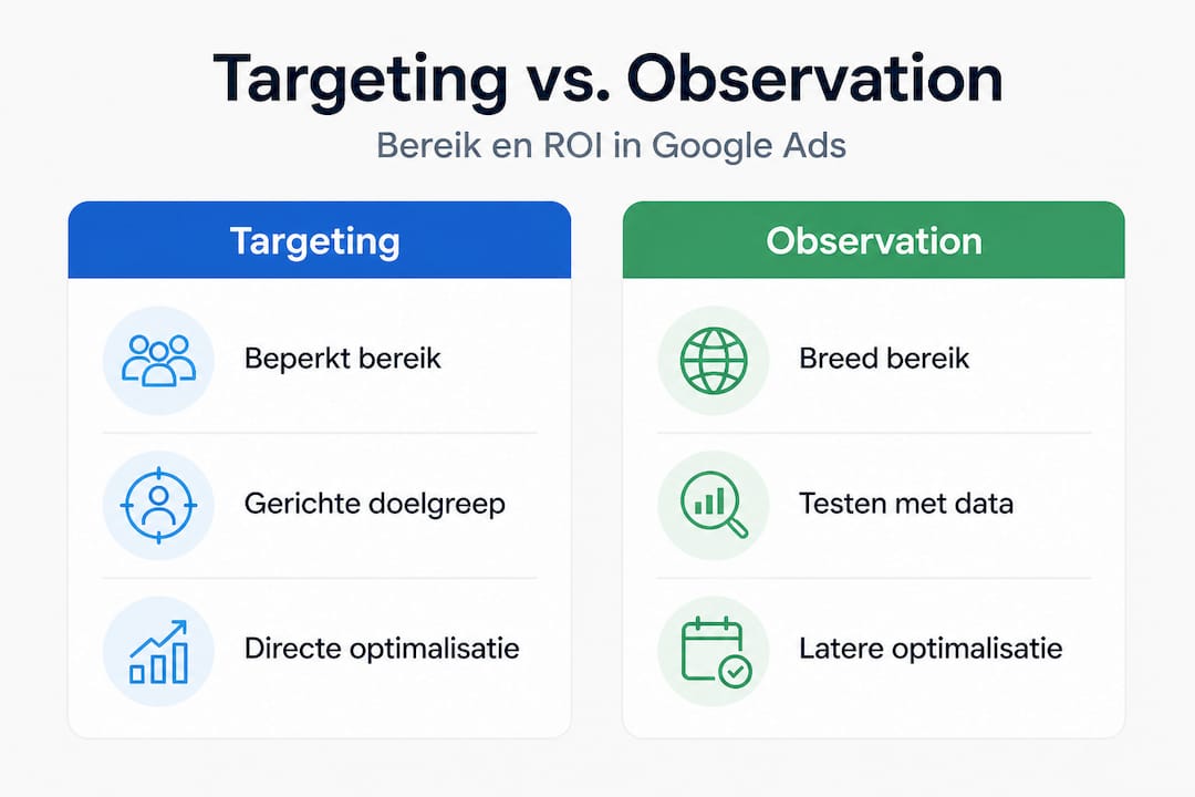 Infographic: het verschil tussen targeting en observation in Google Ads