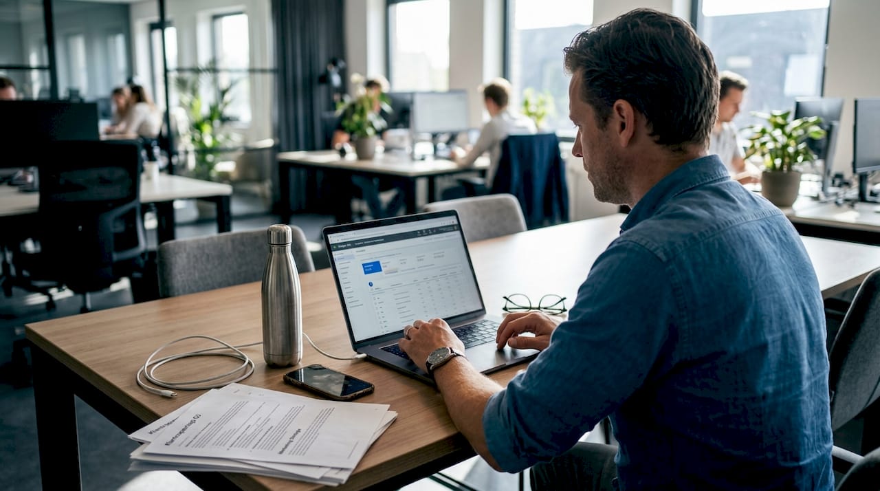 De PPC-specialist bekijkt de prestaties van de Google Ads-campagnes.