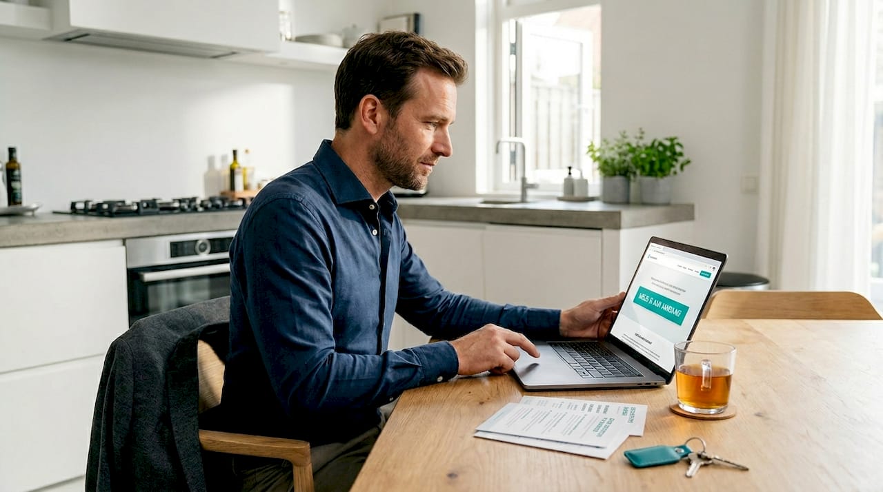 Iemand twijfelt of hij op de CTA-knop op zijn laptop zal klikken.