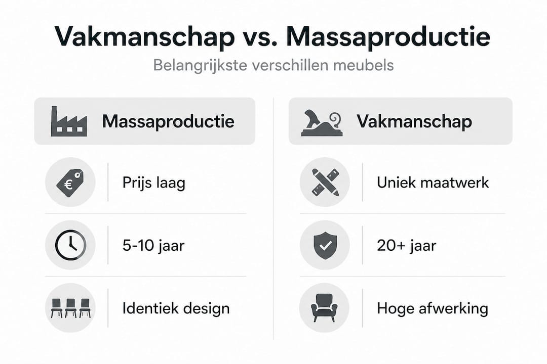 Infographic: ambachtelijke versus machinaal geproduceerde meubels in beeld