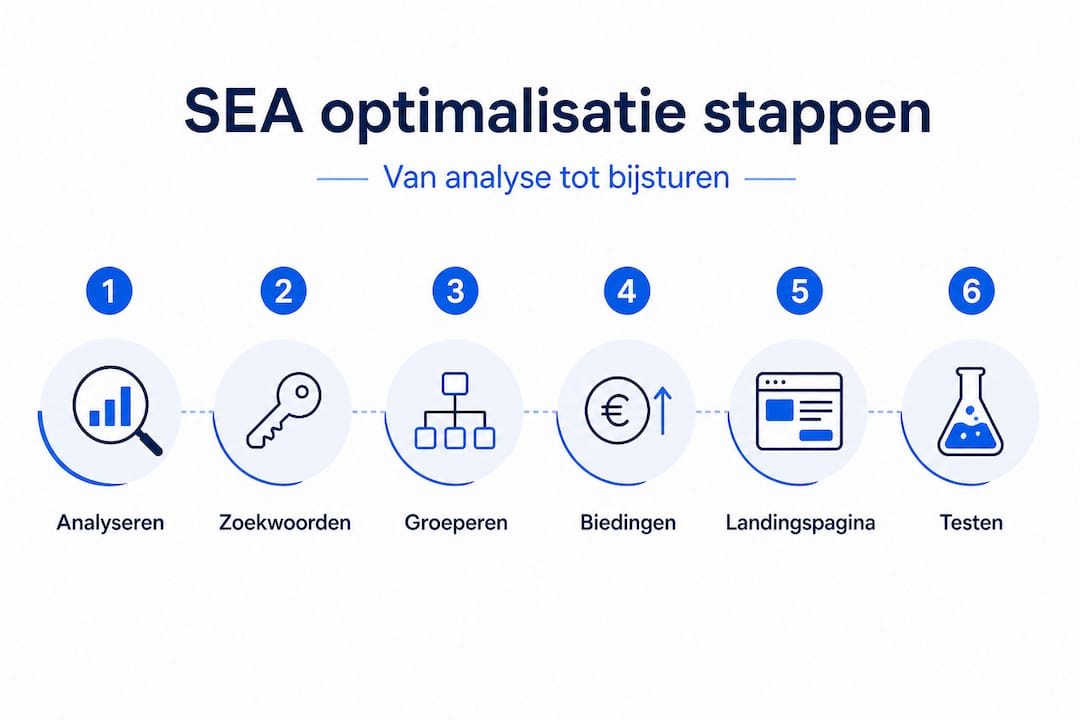 Infographic: Stapsgewijze aanpak voor het optimaliseren van je SEA-campagnes