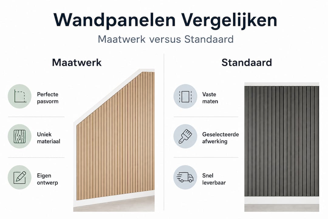 Infographic: kiezen tussen maatwerk en standaard wandpanelen