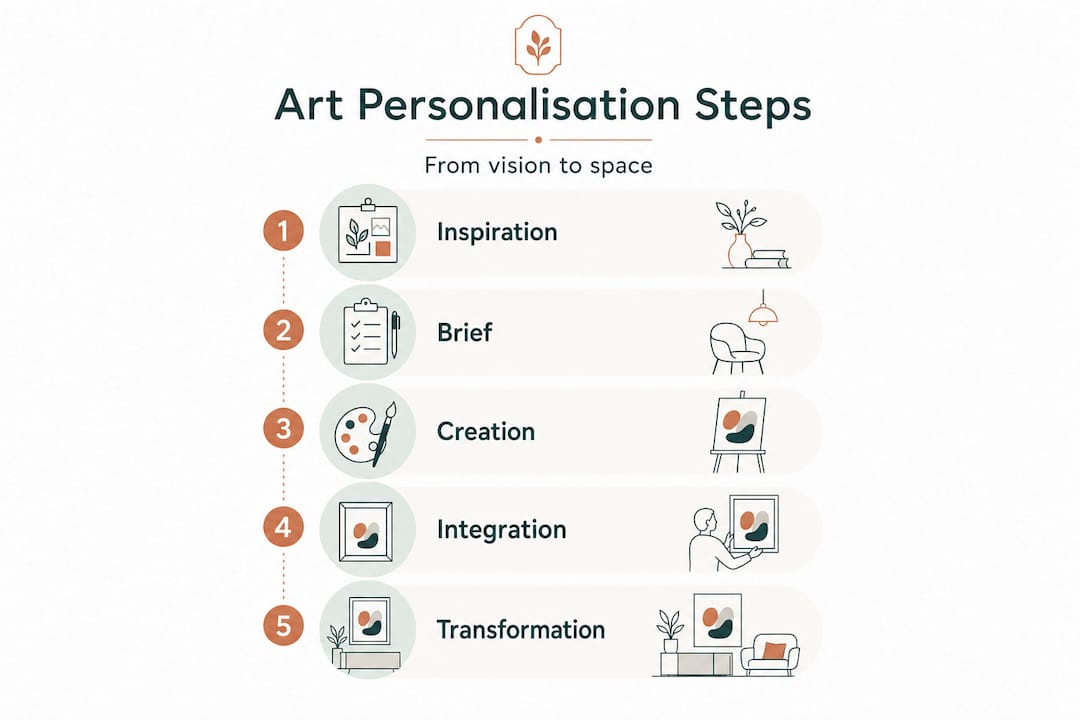 Infographic listing steps of art personalisation process